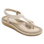 Platta sandaler för dam med T-rem och metalldetalj-Footwear for women-Fjallbarn
