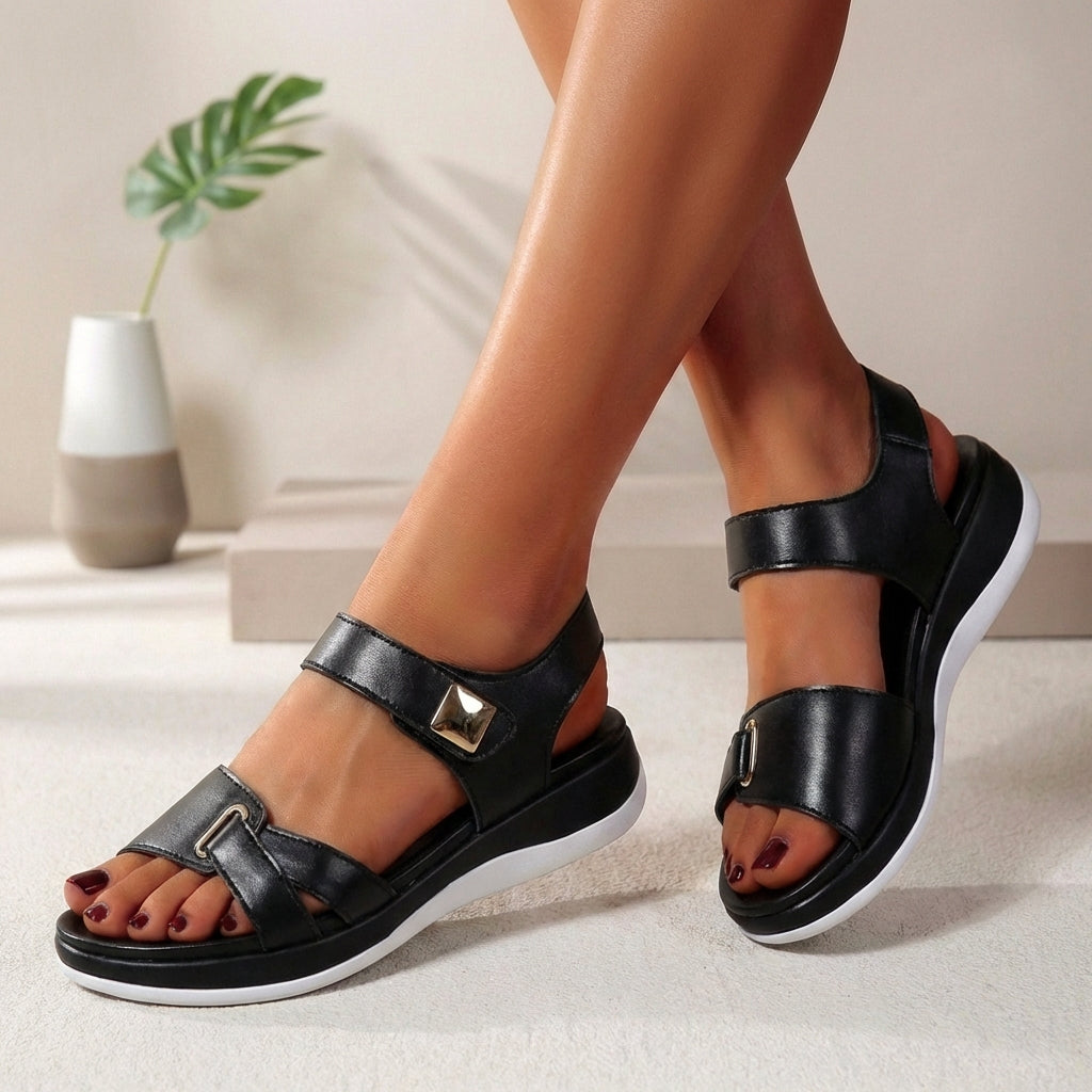 Plattformssandaler med justerbara remmar för dam-Footwear for women-Fjallbarn