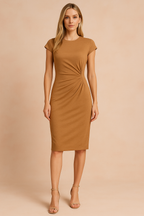 Plisserad midiklänning med holkärm för dam-Midi Dress-Fjallbarn