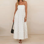 Prickig maxiklänning med smala axelband för dam-Maxi Dress-Fjallbarn