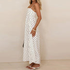 Prickig maxiklänning med smala axelband för dam-Maxi Dress-Fjallbarn