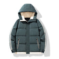 Pufferjacka för män med huva och randiga ärmar-Jackets for men-Fjallbarn