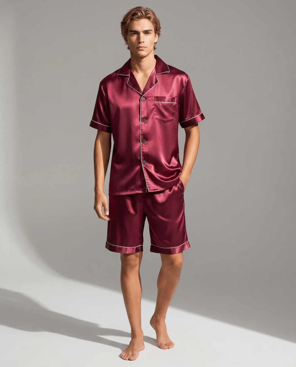 Pyjamaset för män med kortärmad skjorta-Sets for Men-Fjallbarn