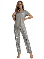 Pyjamasset med pandatryck för dam, kort ärm-Pyjama-Fjallbarn