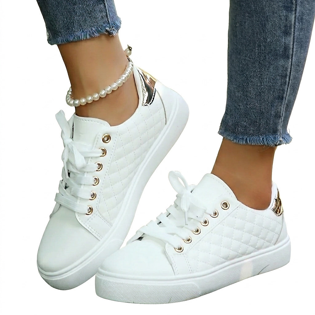 Quiltade sneakers med låg profil för dam-Footwear for women-Fjallbarn
