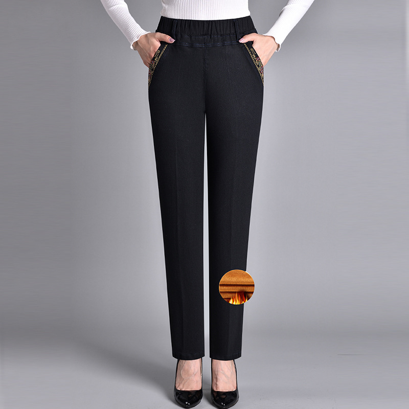 Raka byxor för dam med elastisk midja-Pants for Women-Fjallbarn