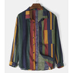 Randig långärmad linneskjorta för herr-Shirts for men-Fjallbarn