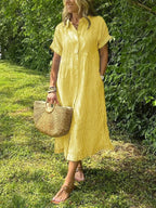 Randig midiklänning för dam-Midi Dress-Fjallbarn