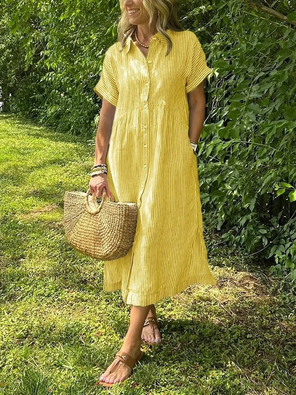 Randig midiklänning för dam-Midi Dress-Fjallbarn