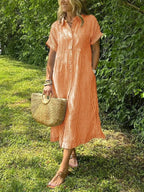 Randig midiklänning för dam-Midi Dress-Fjallbarn