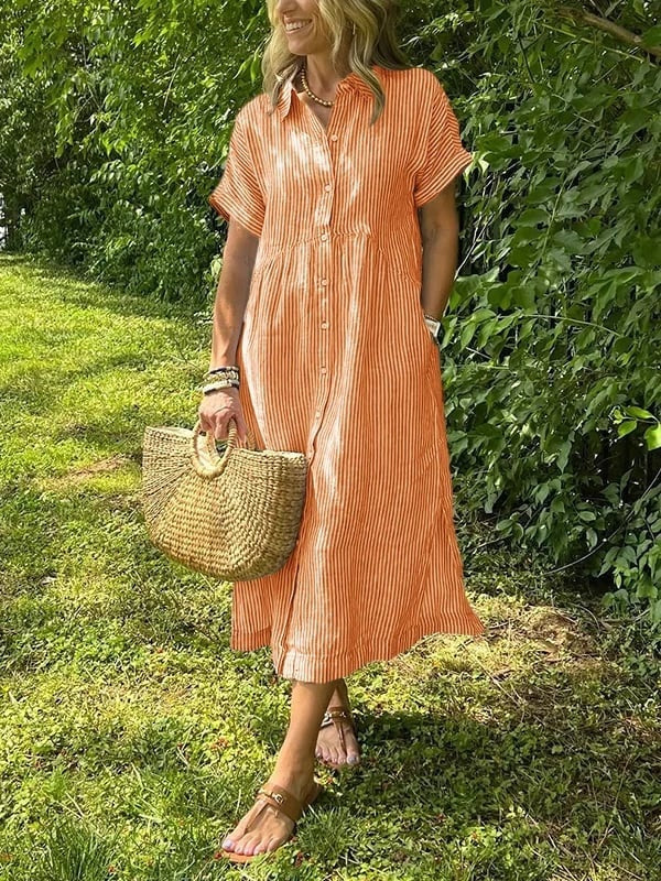 Randig midiklänning för dam-Midi Dress-Fjallbarn