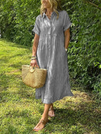 Randig midiklänning för dam-Midi Dress-Fjallbarn