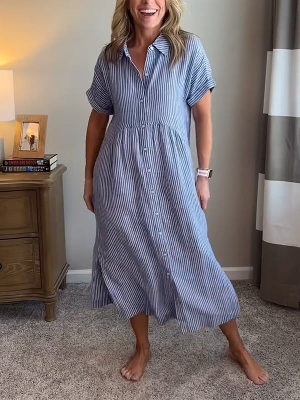 Randig midiklänning för dam-Midi Dress-Fjallbarn