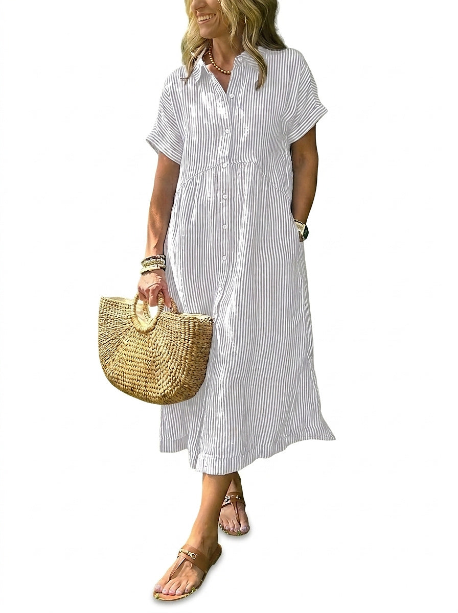 Randig midiklänning för dam-Midi Dress-Fjallbarn