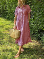 Randig midiklänning för dam-Midi Dress-Fjallbarn