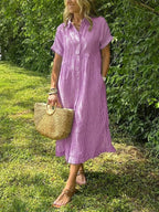Randig midiklänning för dam-Midi Dress-Fjallbarn