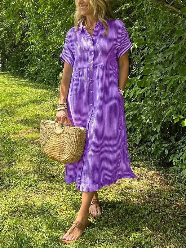 Randig midiklänning för dam-Midi Dress-Fjallbarn