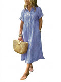 Randig midiklänning för dam-Midi Dress-Fjallbarn
