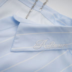 Randig off-shoulder-blus med kedjeaxlar för dam-Blouses for women-Fjallbarn