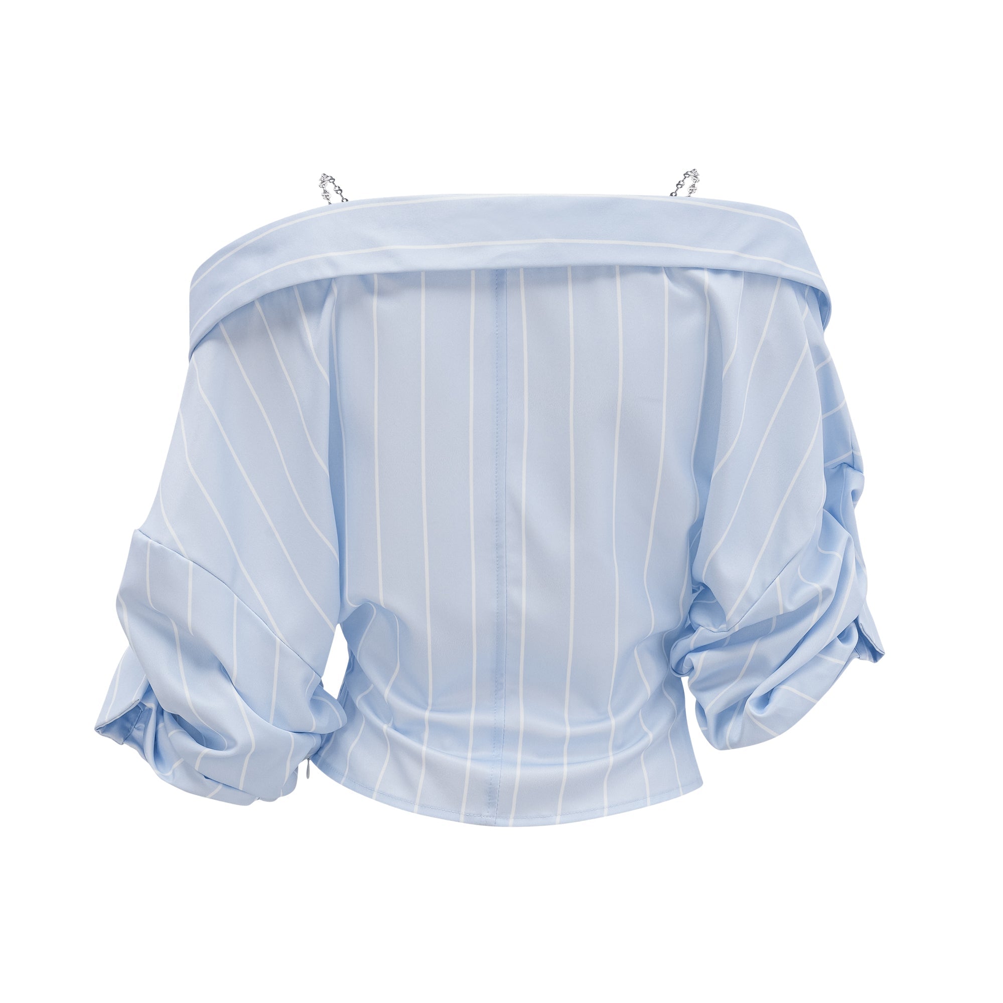 Randig off-shoulder-blus med kedjeaxlar för dam-Blouses for women-Fjallbarn