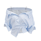 Randig off-shoulder-blus med kedjeaxlar för dam-Blouses for women-Fjallbarn