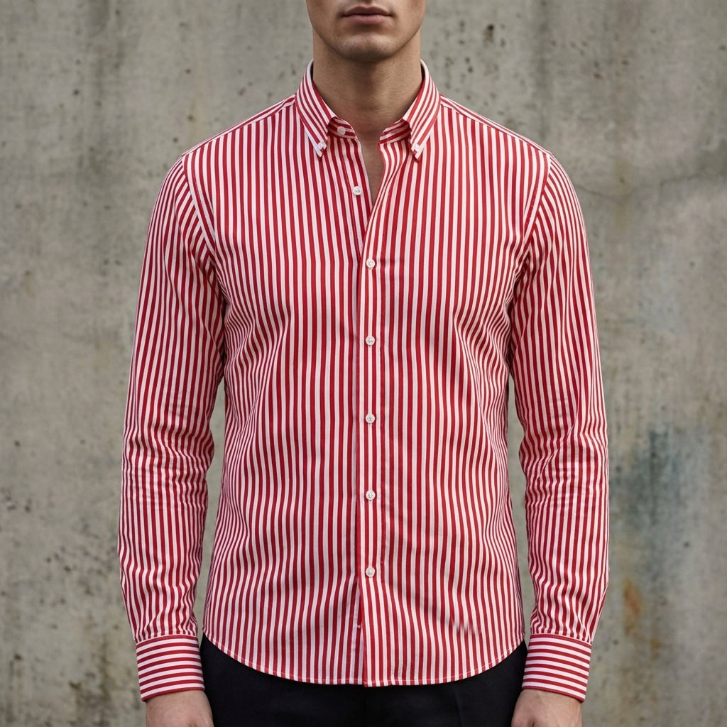 Randig skjorta med knappar för herrar-Shirts for men-Fjallbarn