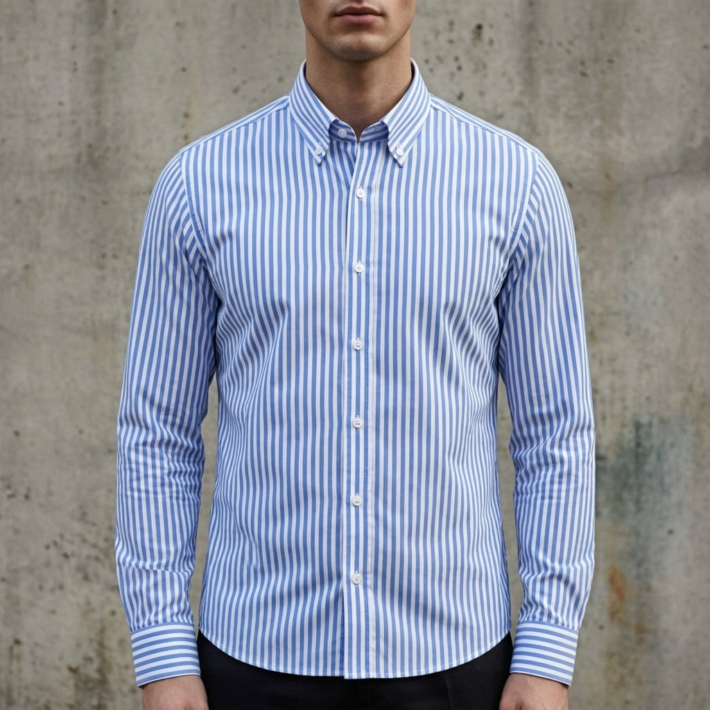 Randig skjorta med knappar för herrar-Shirts for men-Fjallbarn