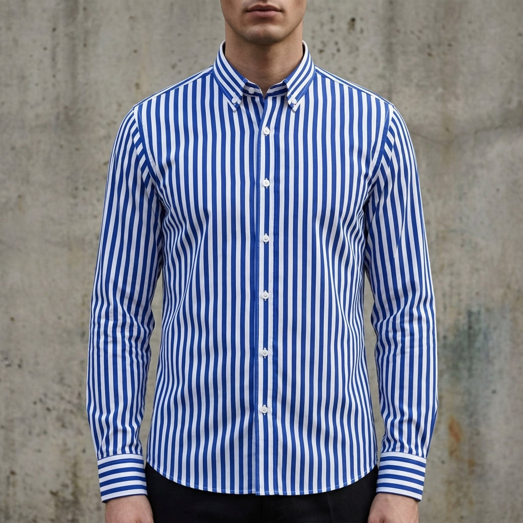 Randig skjorta med knappar för herrar-Shirts for men-Fjallbarn