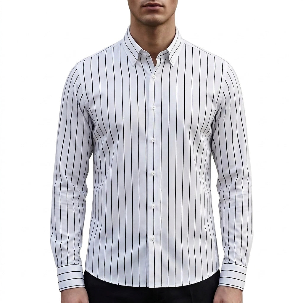 Randig skjorta med knappar för herrar-Shirts for men-Fjallbarn