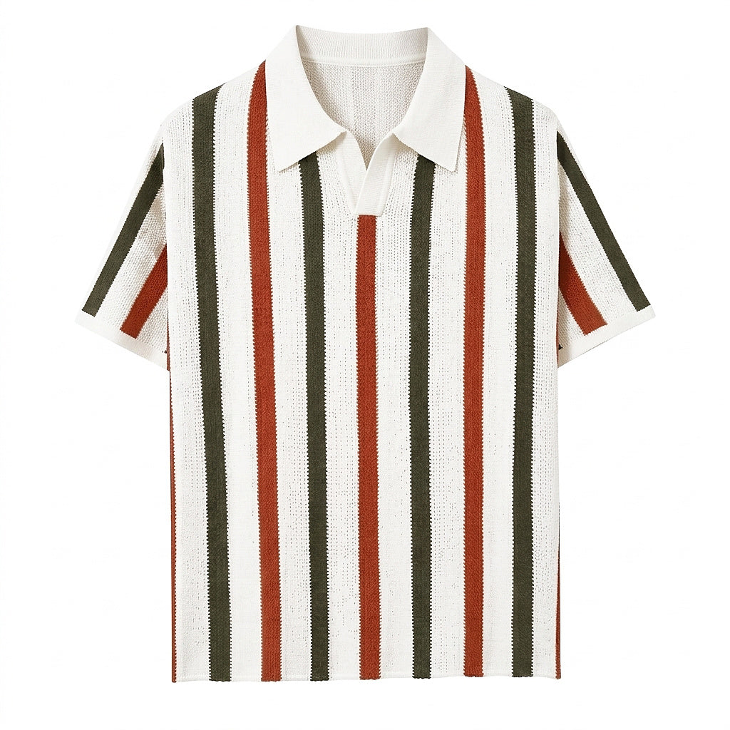 Randig stickad pikétröja för herr-Shirts for men-Fjallbarn