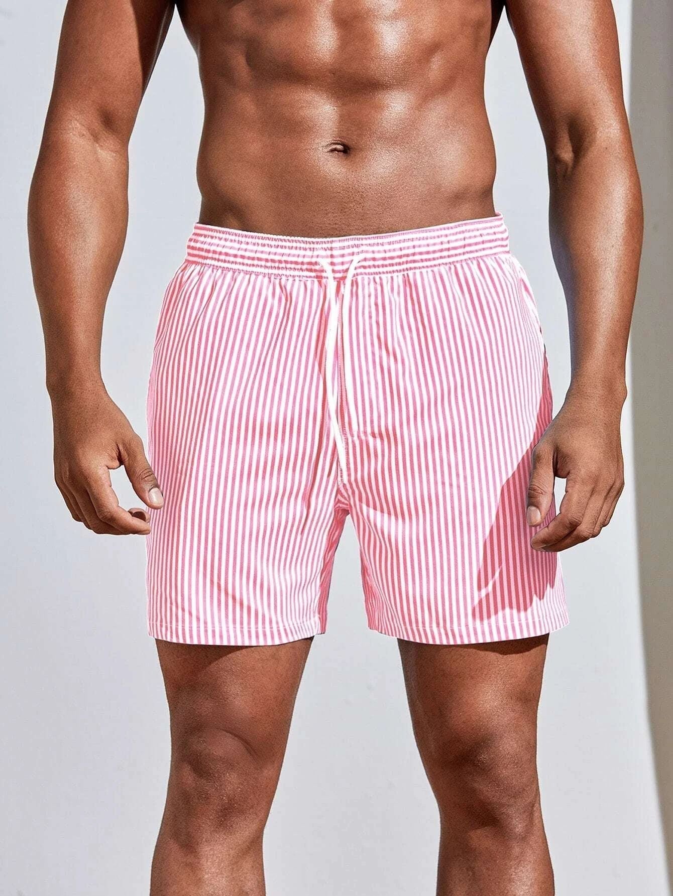 Randiga badshorts med dragsko för herrar-Swimwear for men-Fjallbarn