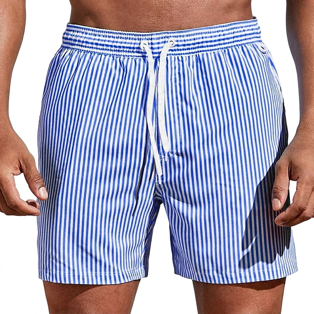 Randiga badshorts med dragsko för herrar-Swimwear for men-Fjallbarn