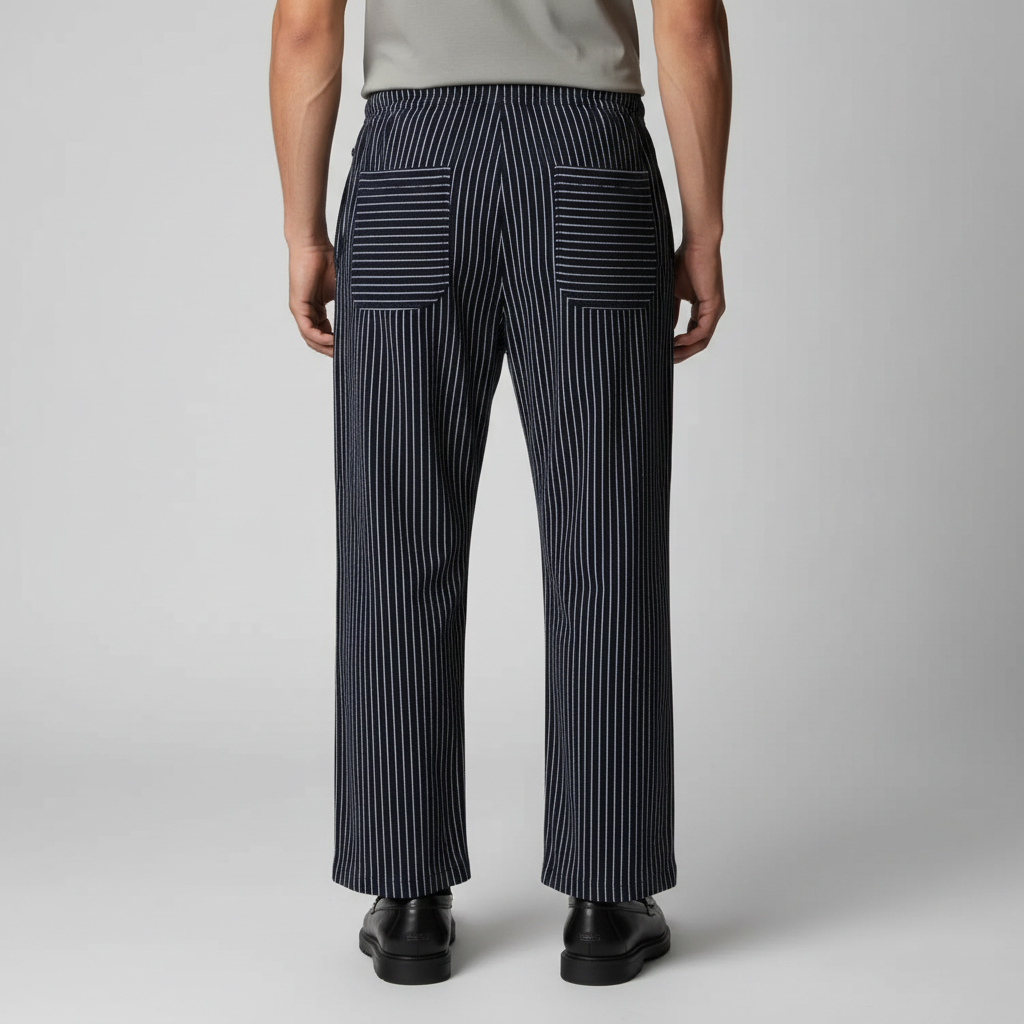 Randiga byxor med dragsko i midjan för herrar-Pants for men-Fjallbarn