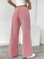 Randiga byxor med vida ben och dragsko för dam-Pants for Women-Fjallbarn