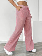 Randiga byxor med vida ben och dragsko för dam-Pants for Women-Fjallbarn
