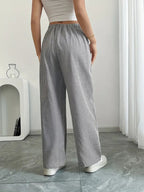 Randiga byxor med vida ben och dragsko för dam-Pants for Women-Fjallbarn