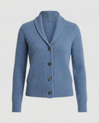 Ribbad kofta för dam med sjalkrage-Cardigan for women-Fjallbarn