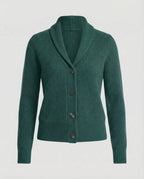 Ribbad kofta för dam med sjalkrage-Cardigan for women-Fjallbarn