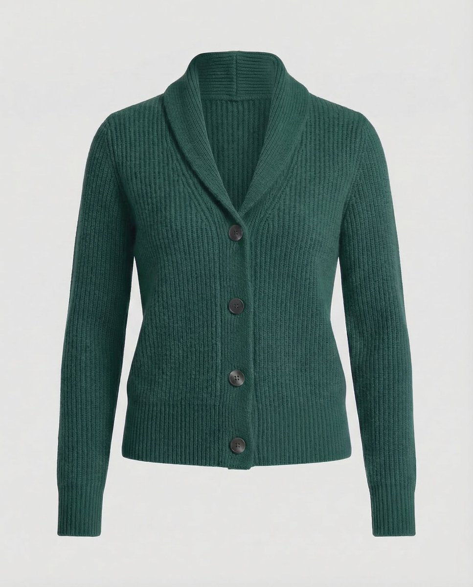 Ribbad kofta för dam med sjalkrage-Cardigan for women-Fjallbarn