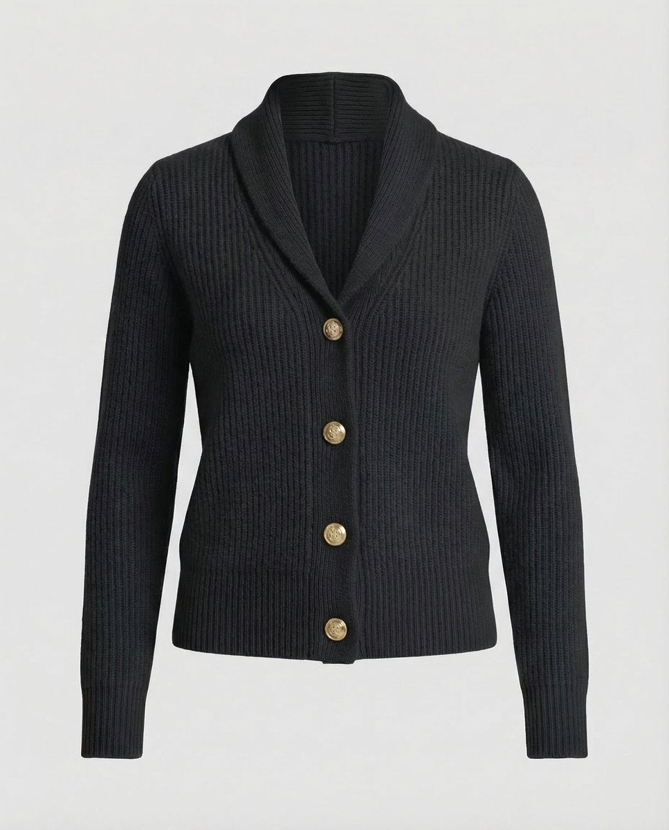 Ribbad kofta för dam med sjalkrage-Cardigan for women-Fjallbarn