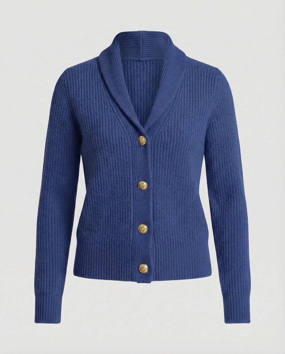 Ribbad kofta för dam med sjalkrage-Cardigan for women-Fjallbarn