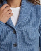 Ribbad kofta för dam med sjalkrage-Cardigan for women-Fjallbarn
