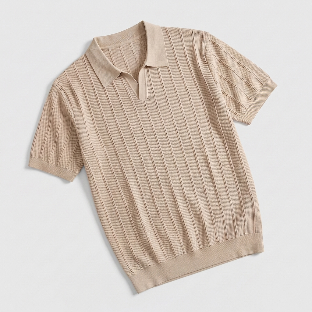 Ribbad pikétröja för män-Polo Shirt for men-Fjallbarn