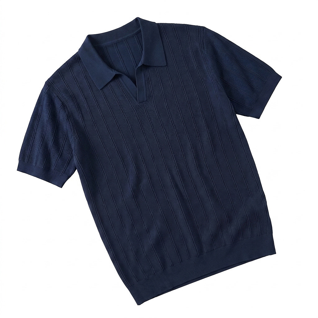 Ribbad pikétröja för män-Polo Shirt for men-Fjallbarn