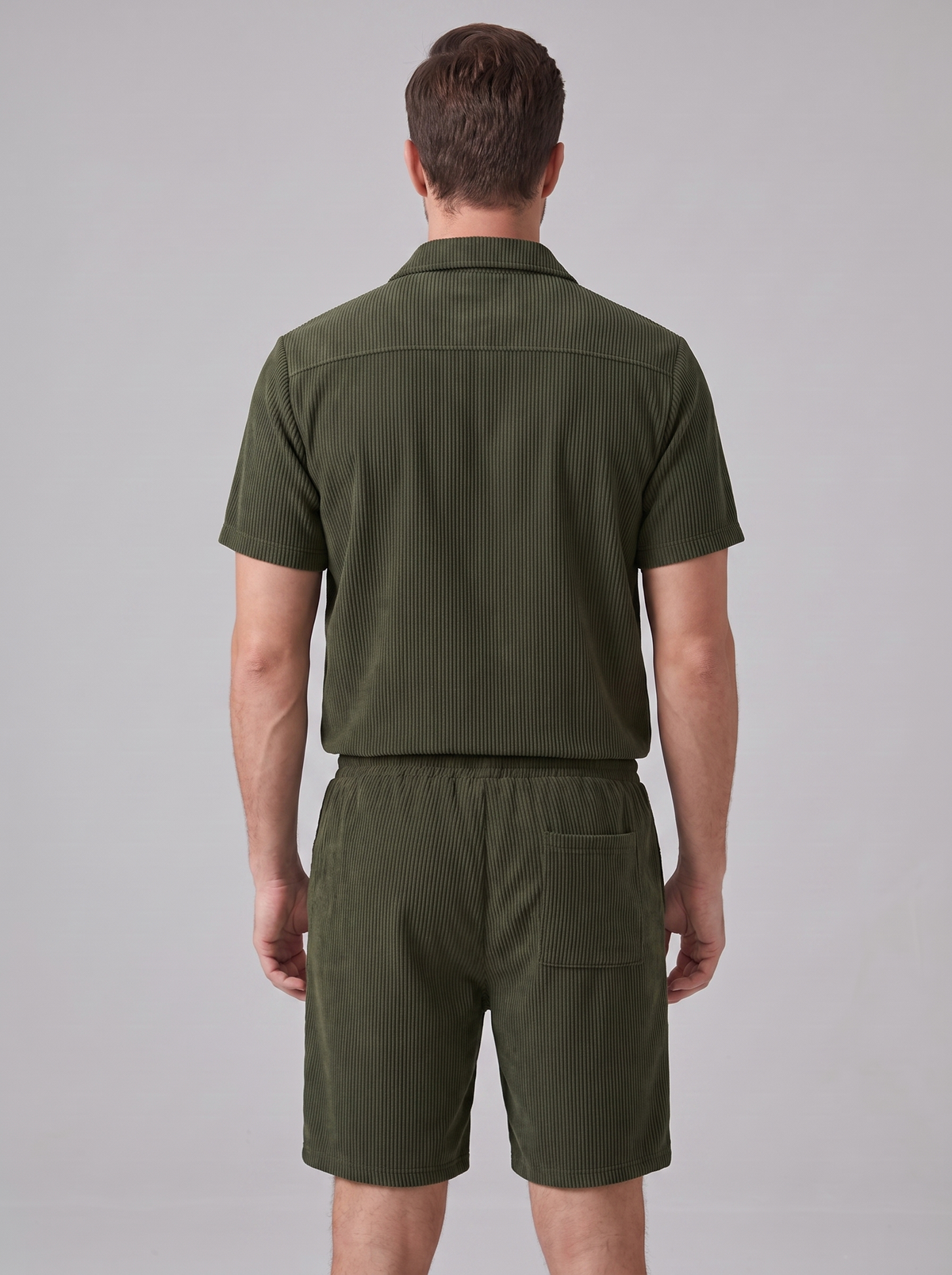Ribbat set med skjorta och shorts för herrar-Sets for Men-Fjallbarn