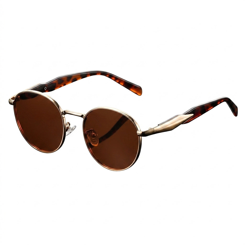 Runda unisex-solglasögon med metallskalmar-Glasses for women-Fjallbarn