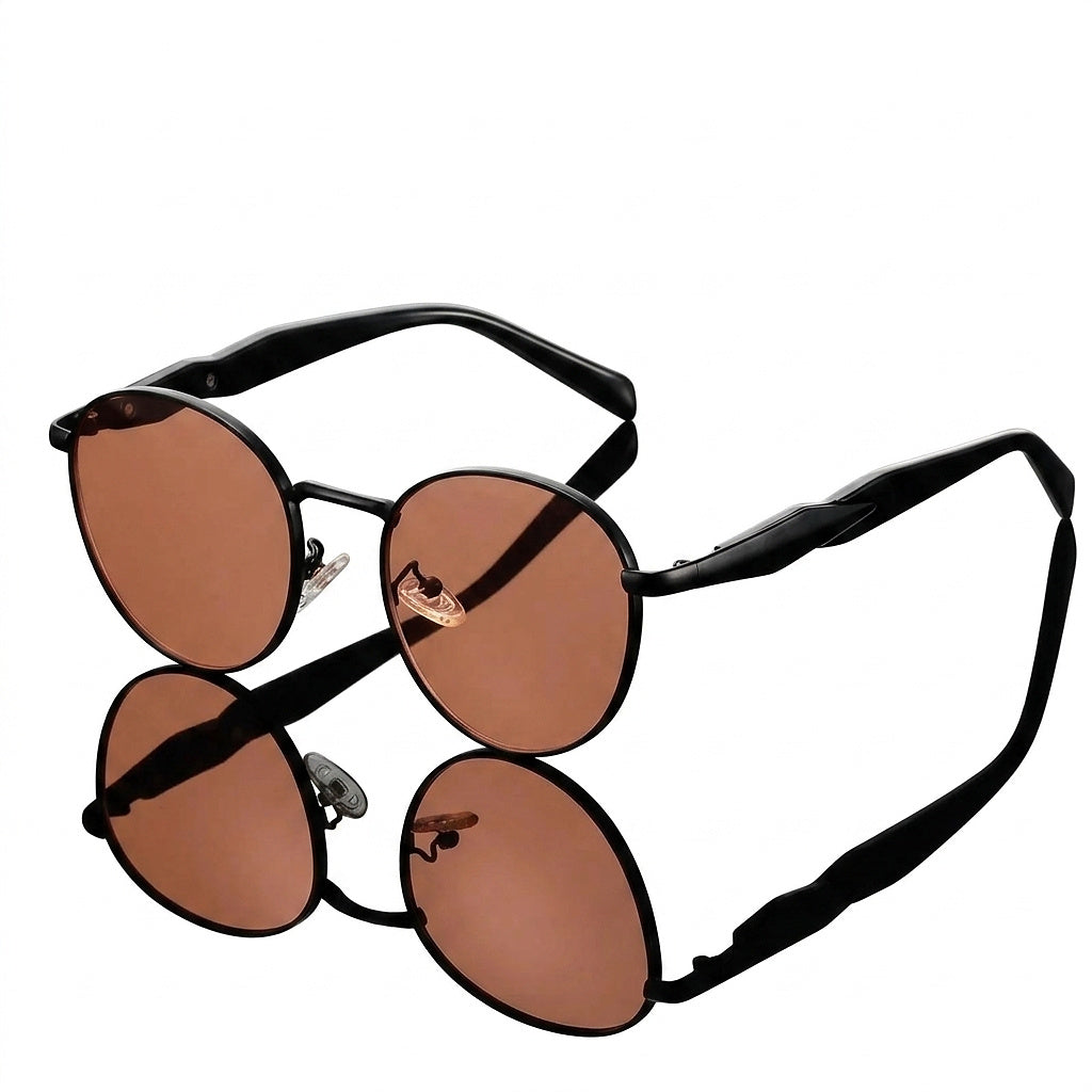 Runda unisex-solglasögon med metallskalmar-Glasses for women-Fjallbarn