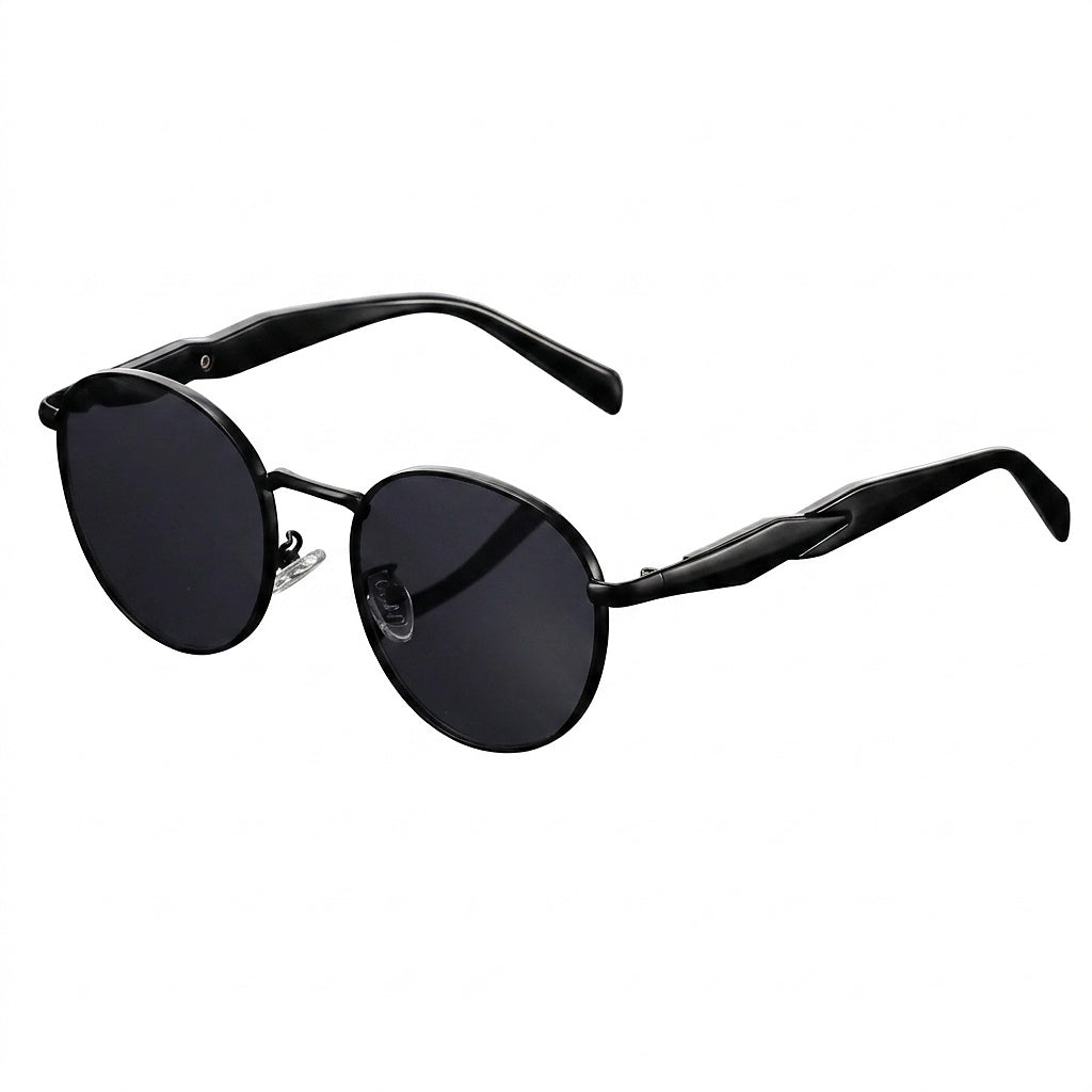 Runda unisex-solglasögon med metallskalmar-Glasses for women-Fjallbarn