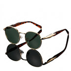 Runda unisex-solglasögon med metallskalmar-Glasses for women-Fjallbarn