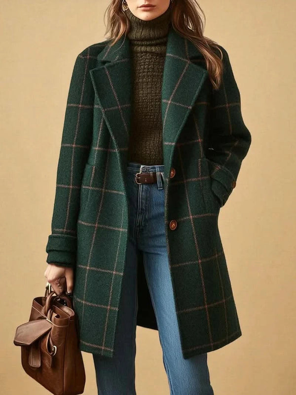 Rutig lång kappa för dam-Coats for Women-Fjallbarn